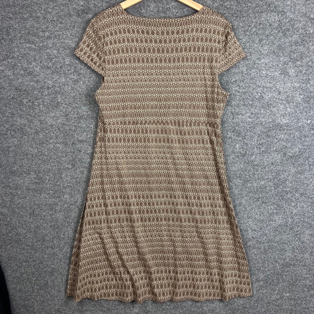 Toad&Co A-Line Dress Womens XL Brown Good Geometric V-Neck Organic Cotton Blend - Picture 2 of 8